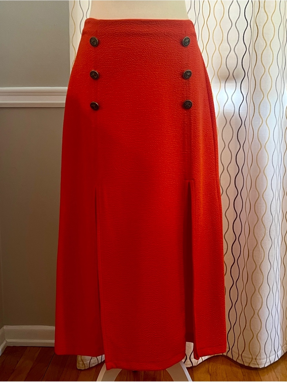 Maeve Dual Split Button Front Midi Skirt by Anthropologie